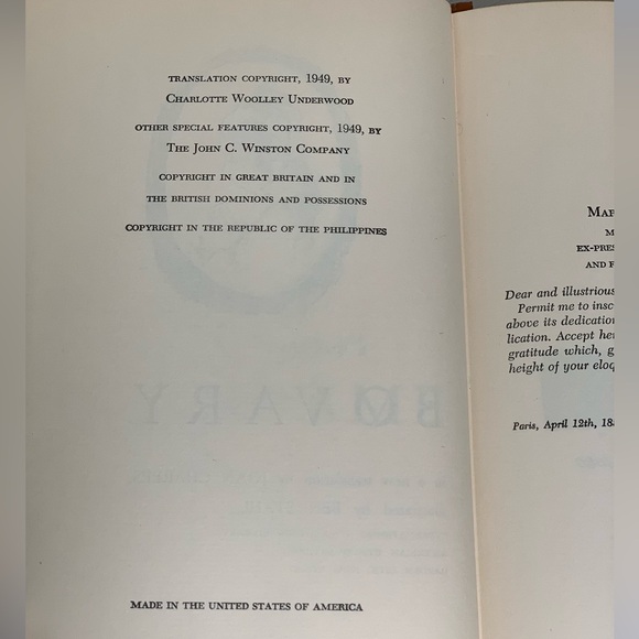 VINTAGE Book Madame Bovary Gustave Flaubert 1949 Collectible Classic Gilt Gold - Picture 11 of 16